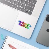 Destigmatisierung von Behinderungen Rainbow Typogr Aufkleber (Laptop mit iPhone)