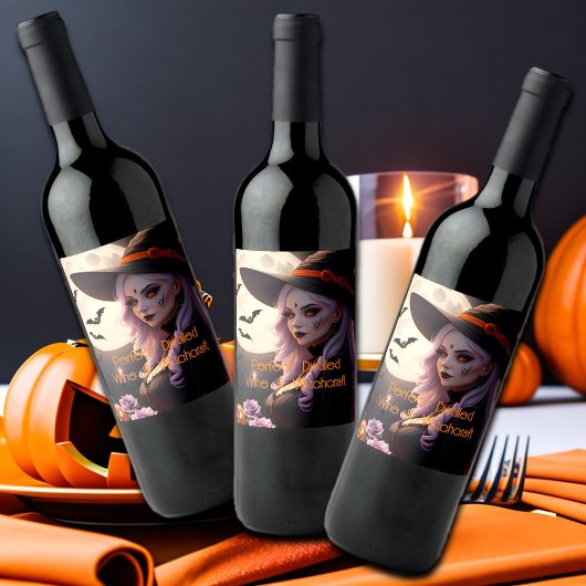 Destilliertes Halloween Weinetikett