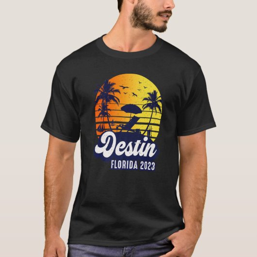 Destin 2023 Florida Sunset Beach Retro Premium T-Shirt (Vorderseite)