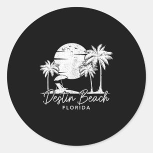 Destin Beach Florida Fl Vintag Sunset Surfer Vaca Runder Aufkleber