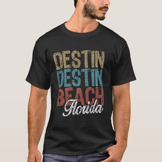 DESTIN BEACH Florida HIBISCUS & SCRIPT Three Tone  T-Shirt (Vorderseite)