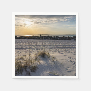 Destin Beach Florida Jetty Sunset Paper Napkin Serviette