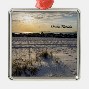 Destin Beach Florida Jetty Sunset Premium Ornament Aus Metall