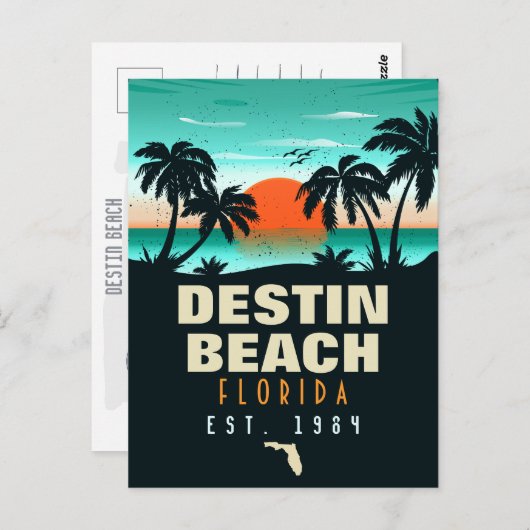 Destin Beach Florida Retro Sunset Souvenirs 60er Postkarte (Vorne/Hinten)