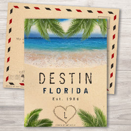 Destin Beach Florida Sand Tropical Palm Blätter Postkarte