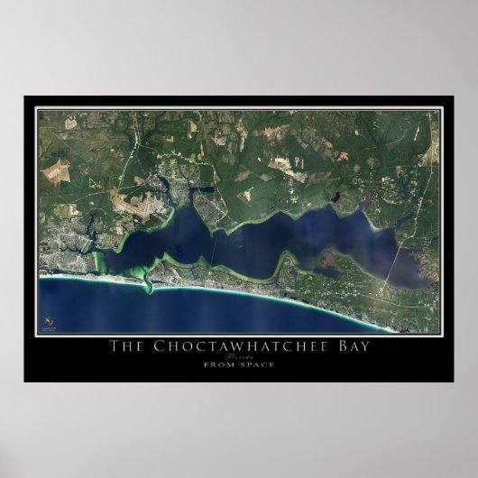 Destin - ChoctaWelch Bay Florida Satellite Karte Poster (Vorne)