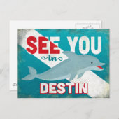 Destin Dolphin - Retro Vintage Travel Postkarte (Vorne/Hinten)