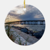 Destin East Pass Sunset Circle Ornament (Hinten)