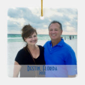 Destin FL Beach Umbrella Typografy Use Own Foto Keramikornament (Rückseite)