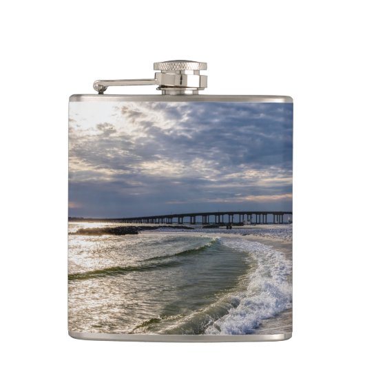 Destin Florida Abend Waves Flask Flachmann (Vorderseite)