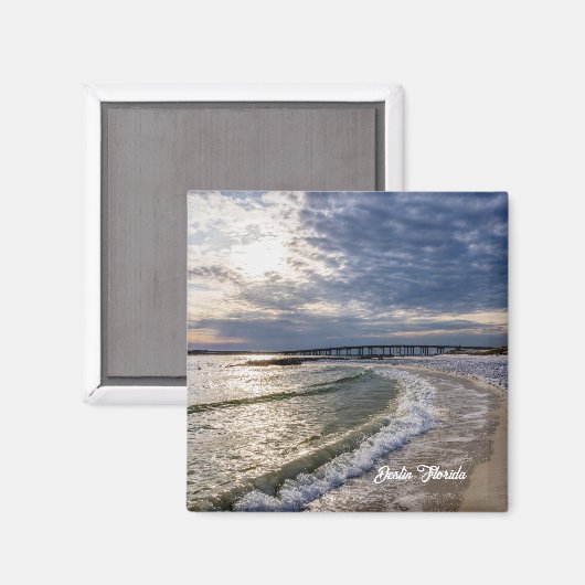 Destin Florida Abend Waves Square Magnet (Vorderseite/Rückseite)
