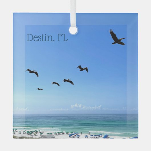 Destin Florida Beach Pelicans Weihnachten Ornament Aus Glas (Vorderseite)