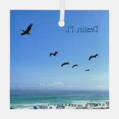 Destin Florida Beach Pelicans Weihnachten Ornament Aus Glas (Rückseite)