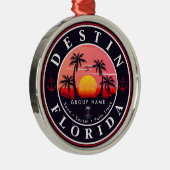 Destin Florida Beach Retro Sunset Palm Tree 80er Ornament Aus Metall (Rechts)