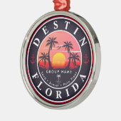 Destin Florida Beach Retro Sunset Palm Tree 80er Ornament Aus Metall (Links)