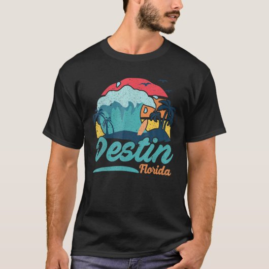 Destin Florida Beach Summer Surfing Sun Set Palm T T-Shirt (Vorderseite)