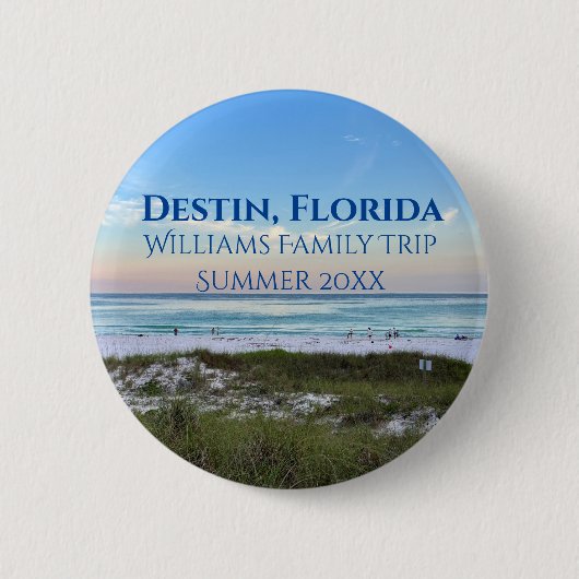 Destin Florida Beach Sunset Custom Family Trip Button (Vorderseite)