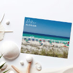 Destin Florida Beautiful Beach Foto Postcard Postkarte<br><div class="desc">Dieses wunderschöne Destin Florida Beach Postcard besticht durch das hübsch blaue, grüne Meer von Sandestin entlang der Küste. Die farbenfrohen Sonnenschirme erinnern die Strandbesucher daran, wie wunderbar es ist, im Sommer an einem ruhigen Tag in der Sonne zu liegen. Liebliche weiße Kursivschrift für meine Lieblingsstadt am Meer entlang der smaragdgrünen...</div>