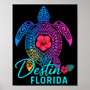 Destin Florida Farbige Schildkröte Sommer Reise Poster
