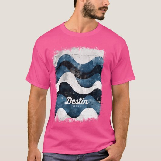 Destin Florida FL Tropical Beach Surfwellen Vin T-Shirt (Vorderseite)