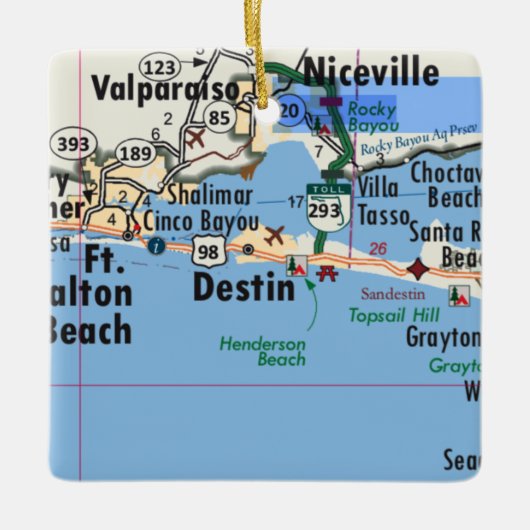 Destin Florida Karte Keramikornament (Vorderseite)