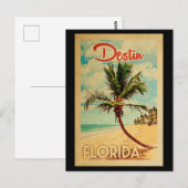 Destin Florida Palm Tree Beach Vintage Travel Postkarte (Vorne/Hinten)