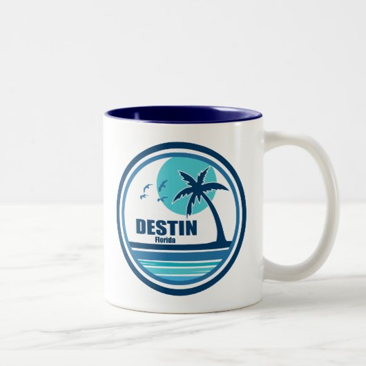 Destin Florida Palm Tree Birds Zweifarbige Tasse (Rechts)