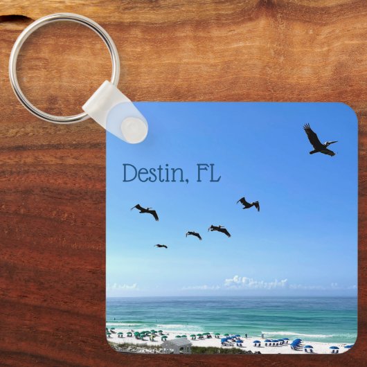 Destin Florida Pelicans Hübsche Meeresfotografie Schlüsselanhänger (Vorderseite)