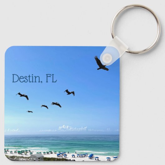 Destin Florida Pelicans Hübsche Meeresfotografie Schlüsselanhänger (Rückseite)