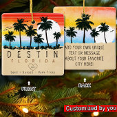 Destin Florida Retro Sunset Palm Tree 60er Keramikornament