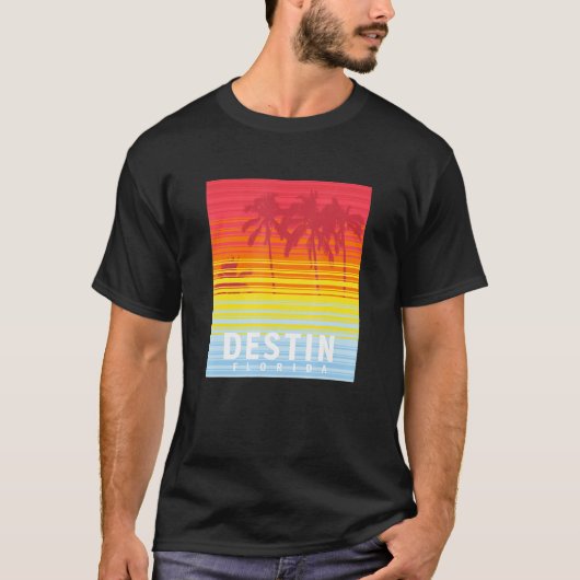 Destin Florida Retro Sunset Palm Trees T-Shirt (Vorderseite)