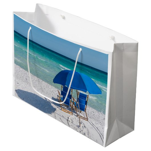 Destin Florida Stühle und Umbrella Geschenktasche Große Geschenktüte (Vorderseite Schrägansicht)