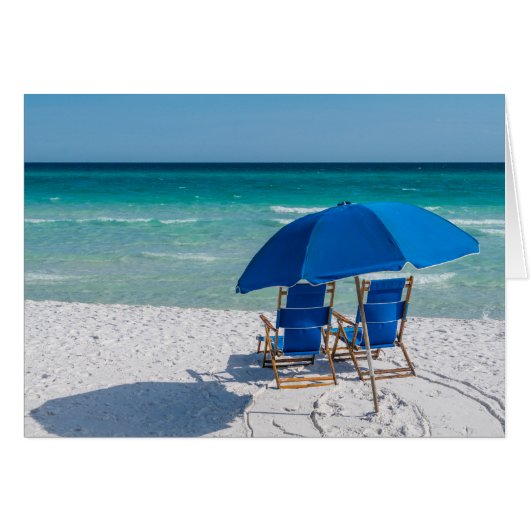 Destin Florida Stühle und Umbrella Grußkarte (Vorderseite (Horizontal))