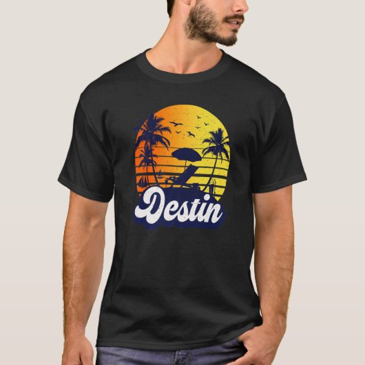 Destin Florida Sunset Beach Retro Premium T-Shirt (Vorderseite)