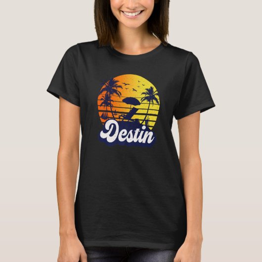 Destin Florida Sunset Beach Retro Premium T-Shirt (Vorderseite)