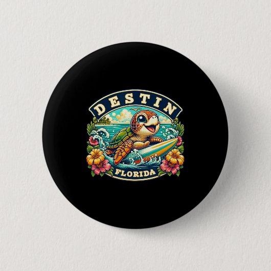 Destin Florida Süße Meeresschildkröte Surft Button (Vorderseite)