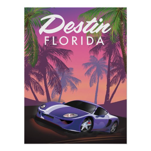Destin Florida USA Sportwagen Poster. Poster (Vorderseite)
