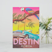 Destin Florida USA Vintage Reiseplakat. Briefpapier (Stehend Vorderseite)