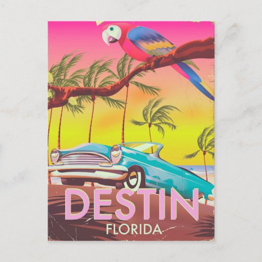 Destin Florida USA Vintage Reiseplakat. Postkarte (Vorderseite)