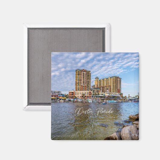 Destin Harbour Boardwalk Square Magnet (Vorderseite/Rückseite)