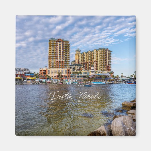 Destin Harbour Boardwalk Square Magnet (Vorne)