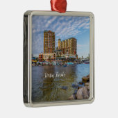 Destin Harbour Boardwalk Square Ornament Aus Metall (Rechts)