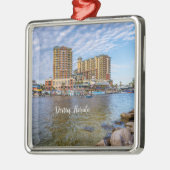 Destin Harbour Boardwalk Square Ornament Aus Metall (Links)