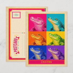 Destin-Postkarte Florida Alligator Vintage Pop-Art Postkarte