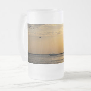 Destin-Sonnenuntergang und Hubschrauber-Frosted-Bi Mattglas Bierglas