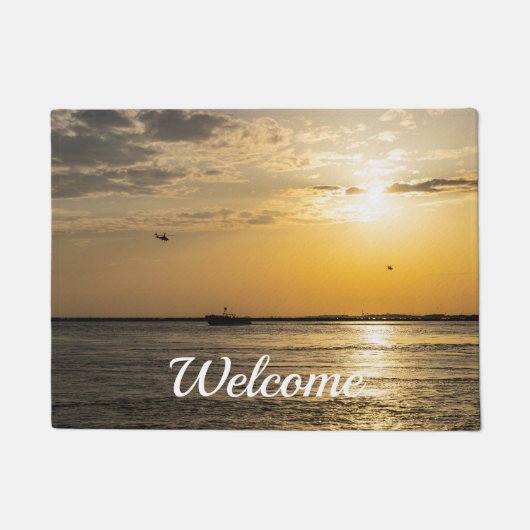 Destin Sunset And Helicopters Welcome Doormat Fußmatte (Vorderseite)