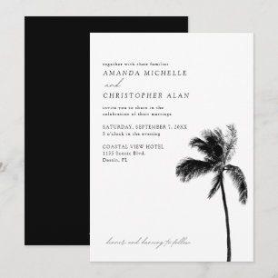 Destin Wedding Florida einfache Schwarz-Weiß-Form Einladung