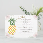 Destination Aloha Tropical Beach Wedding Einladung (Stehend Vorderseite)