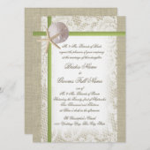 Destination Beach Burlap und Lace Wedding Einladung (Vorne/Hinten)