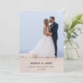 Destination Beach Foto Spanish Boda Wedding Einladung (Stehend Vorderseite)